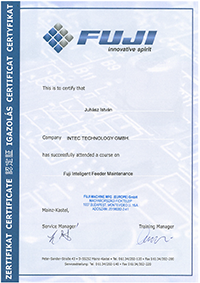 certificate Fuji feederrepair Intec Juhasz